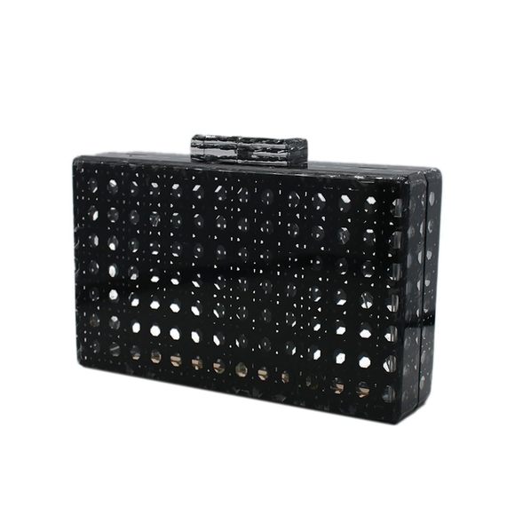 Acrylic Handbag Rattan Woven Pattern Square Box Crossbody Handbag :| - Picture 1 of 6